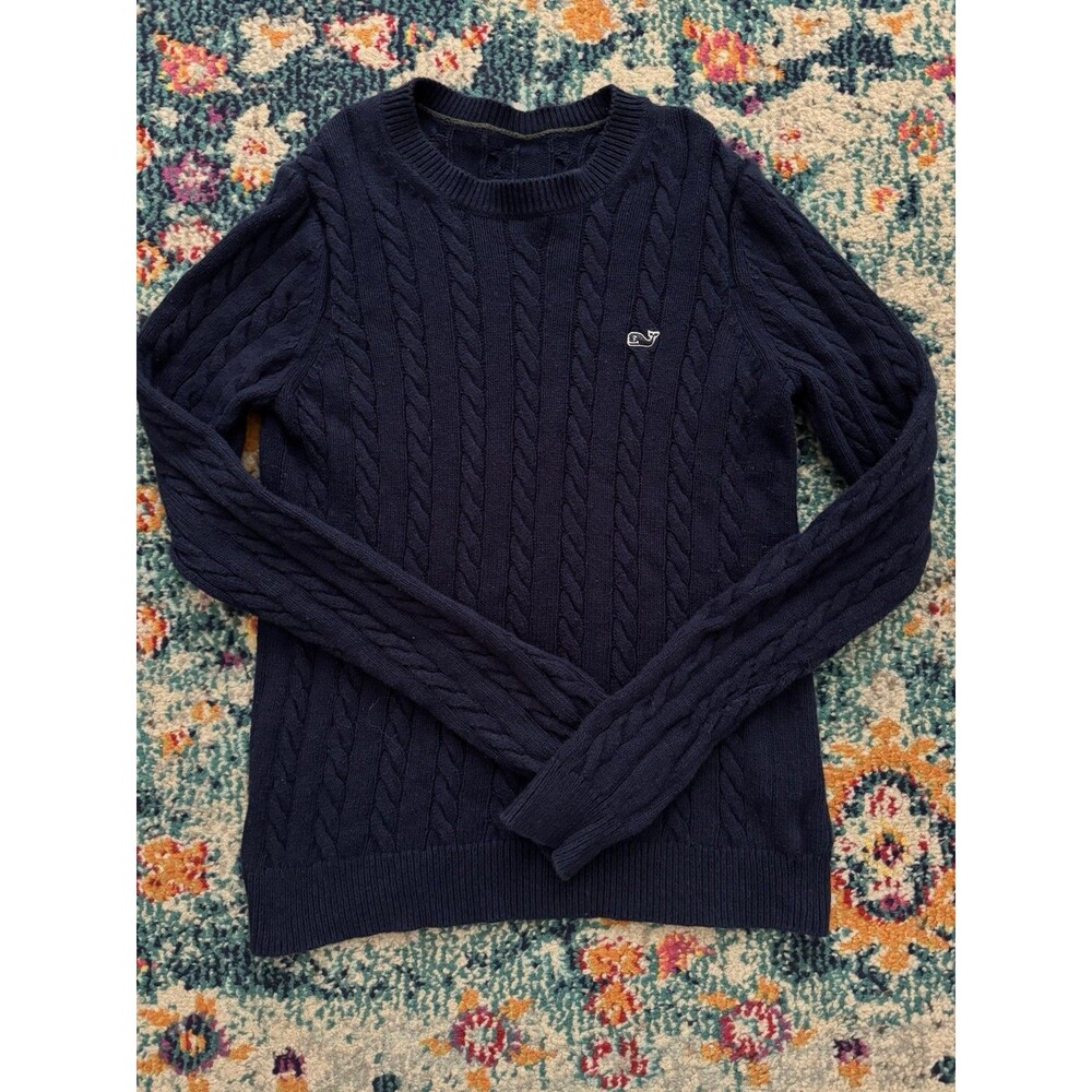 Vineyard Vines Navy Blue Cotton Cashmere Cableknit Sweater Kids M*